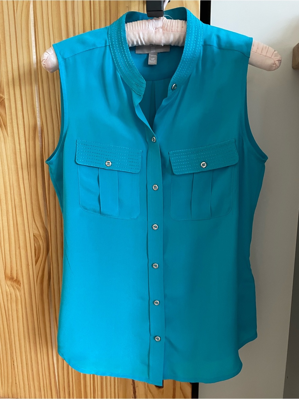 Banana Republic Turquoise Sleeveless Button-Front Blouse
